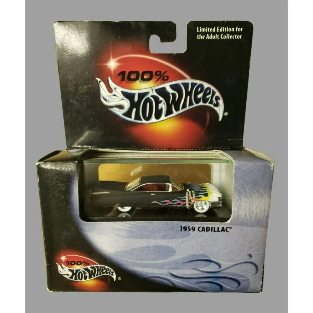 2000 Hot Wheels 100% 1959 Cadillac Black W/ Flames 1:64 MIB Limited Edition